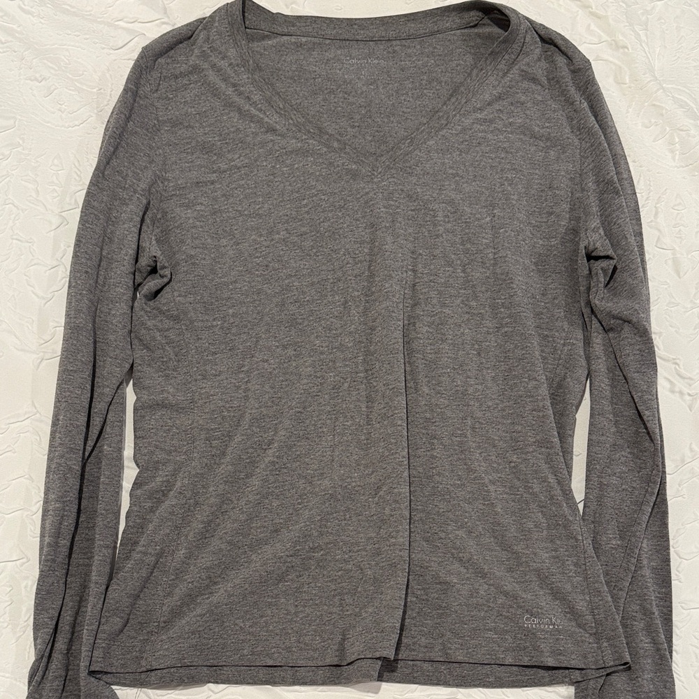 Calvin Klein Charcoal V-Neck Blouse